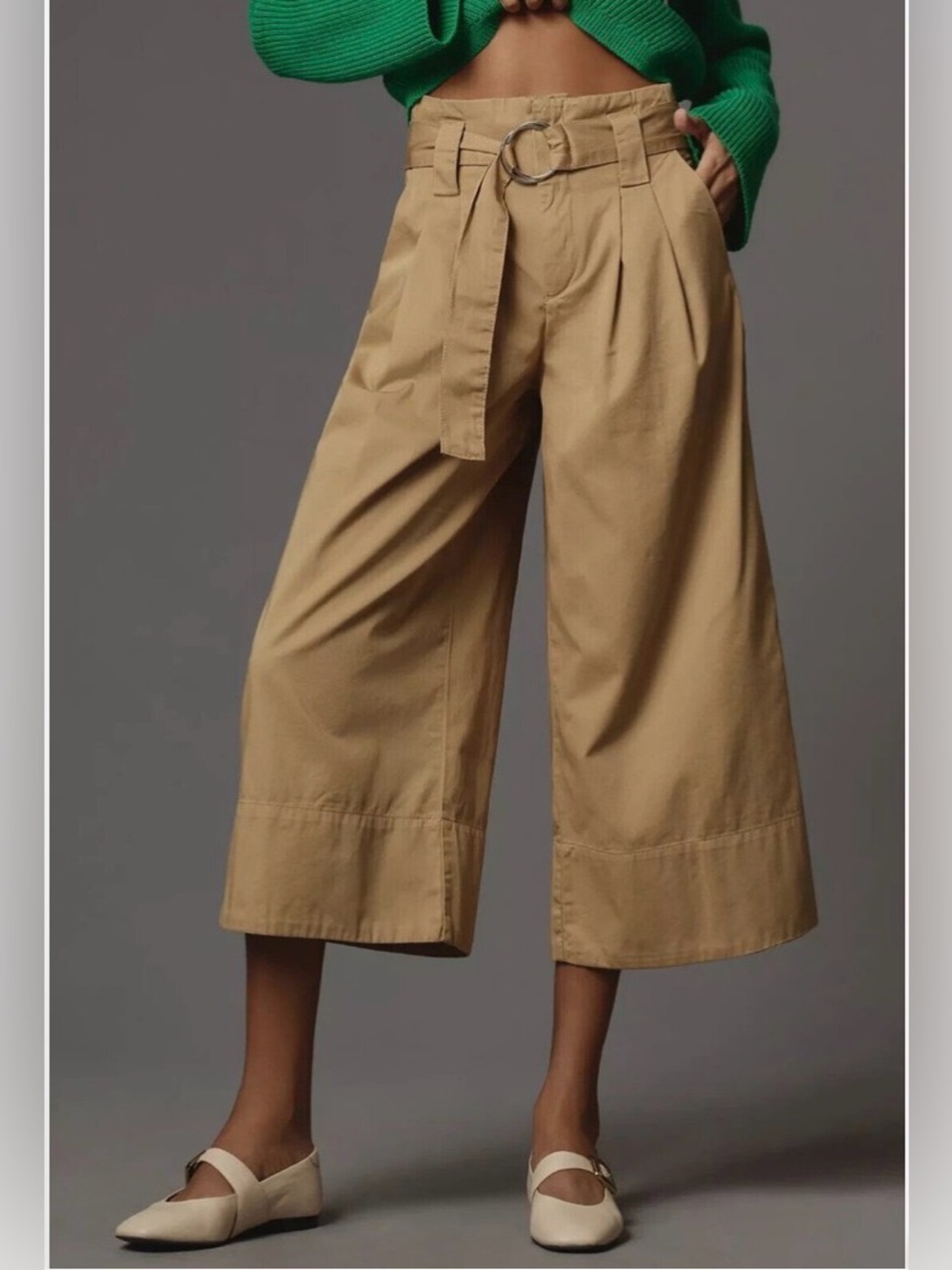 Maeve Anthropologie High-Waist Wide-Leg Colette Crop Pants